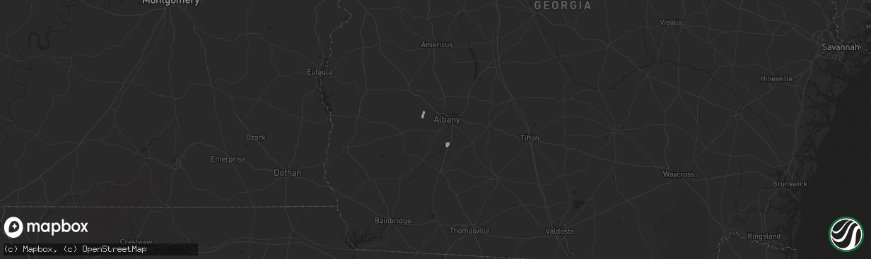 Hail map in Dawson, GA on October 15, 2016