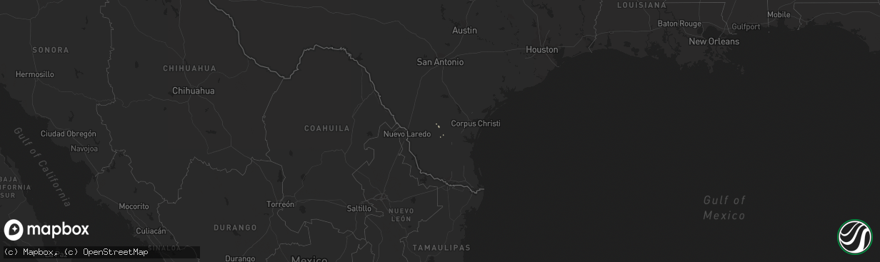 Hail map in Texas on October 15, 2020