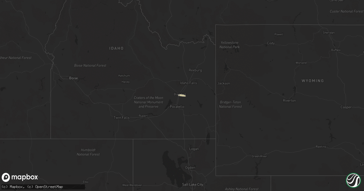 Hail map in Idaho on October 16, 2011