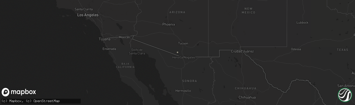 Hail map in Arizona on October 16, 2015