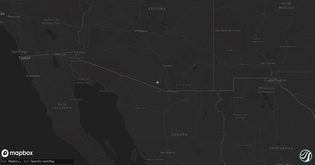 Hail map in Arizona on October 16, 2015