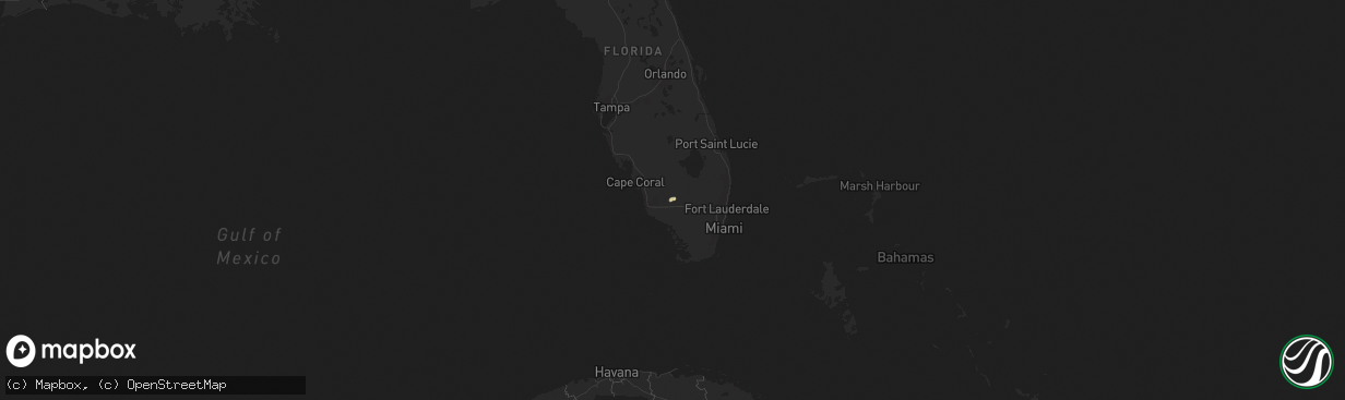 Hail map in Florida on October 16, 2020