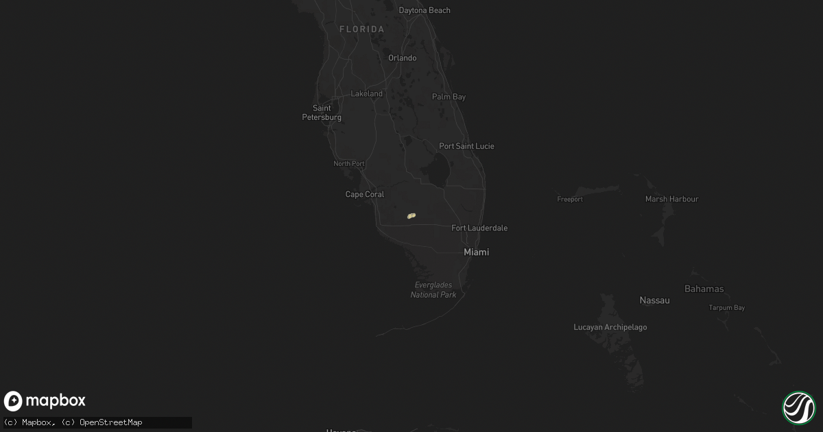 Hail map in Florida on October 16, 2020