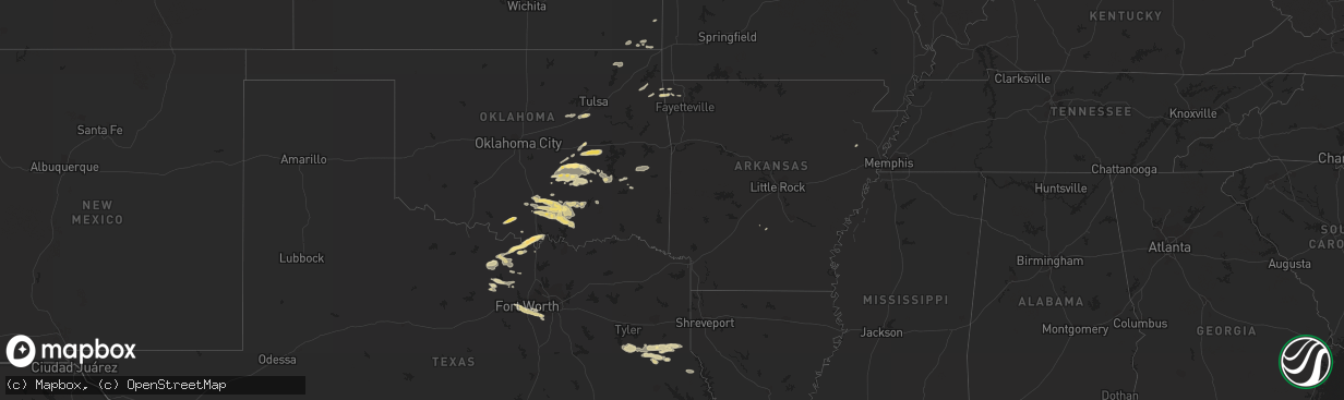 Hail map in Arkansas on October 17, 2011