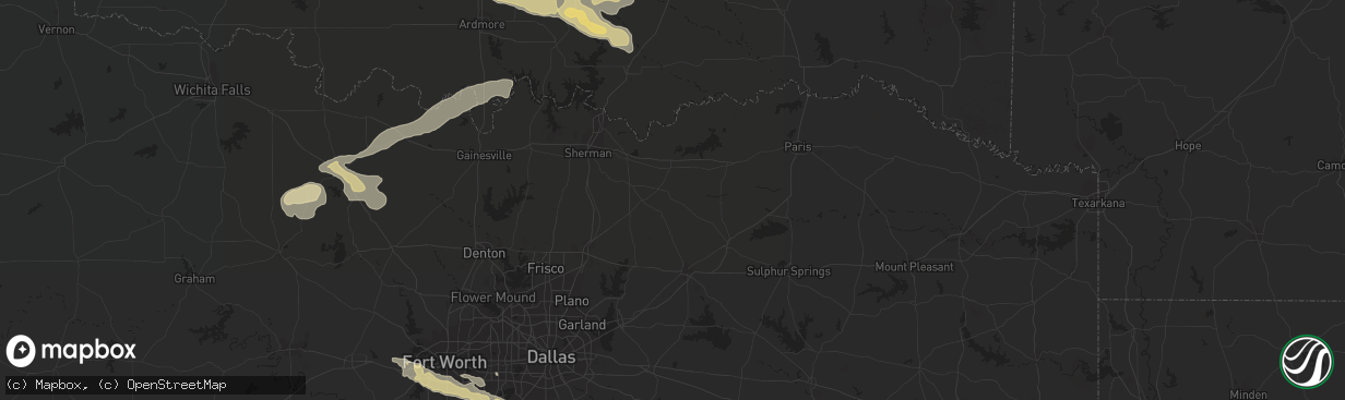 Hail map in Fort Worth, TX on October 17, 2011