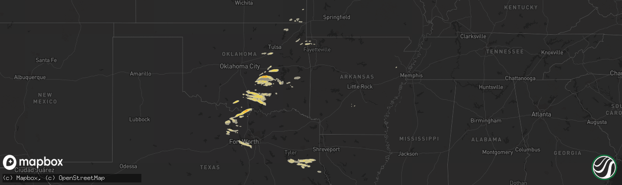 Hail map on October 17, 2011