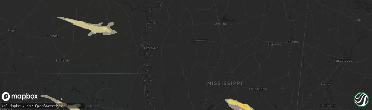 Hail map in Forest, MS on October 17, 2012