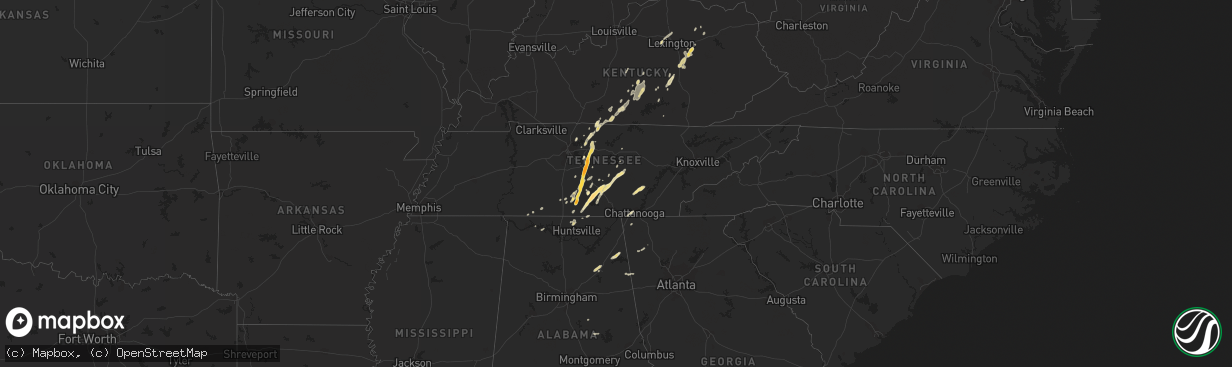 Hail map in Alabama on October 18, 2011