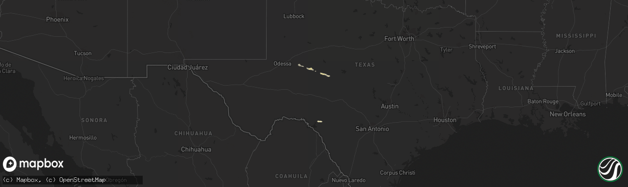 Hail map in Texas on October 18, 2013