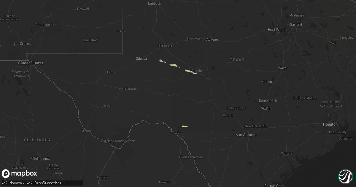 Hail map in Texas on October 18, 2013