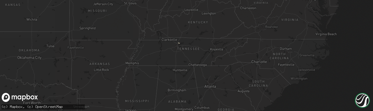 Hail map in Tennessee on October 19, 2023