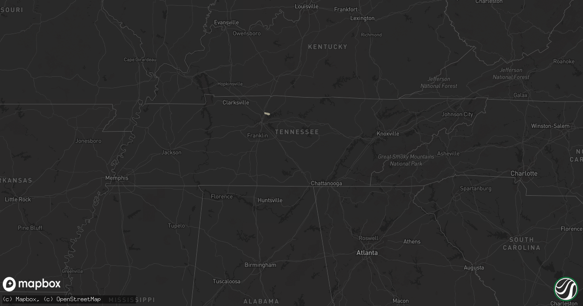 Hail map in Tennessee on October 19, 2023