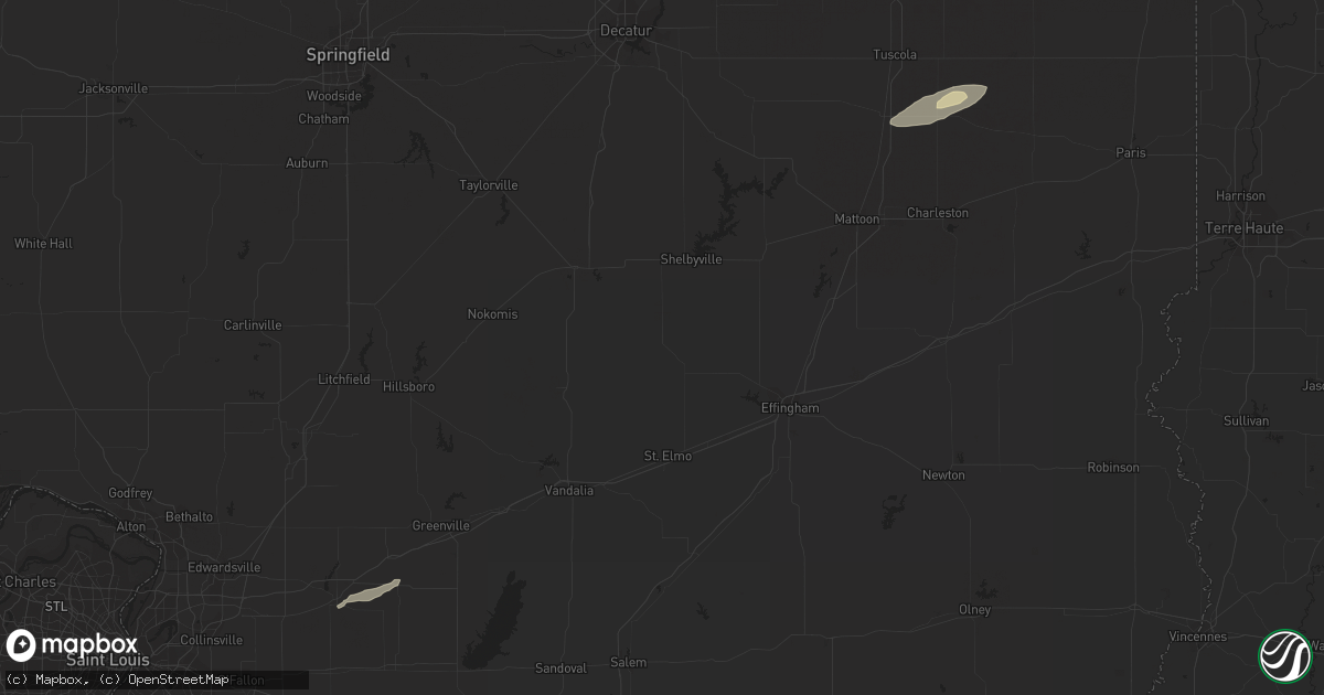 Hail map in Highland, IL on October 20, 2020
