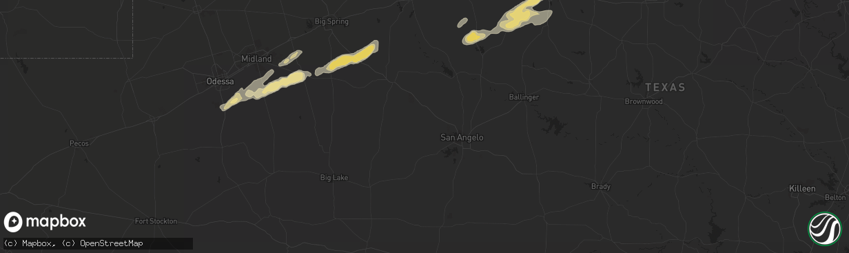 Hail map in Abilene, TX on October 22, 2015