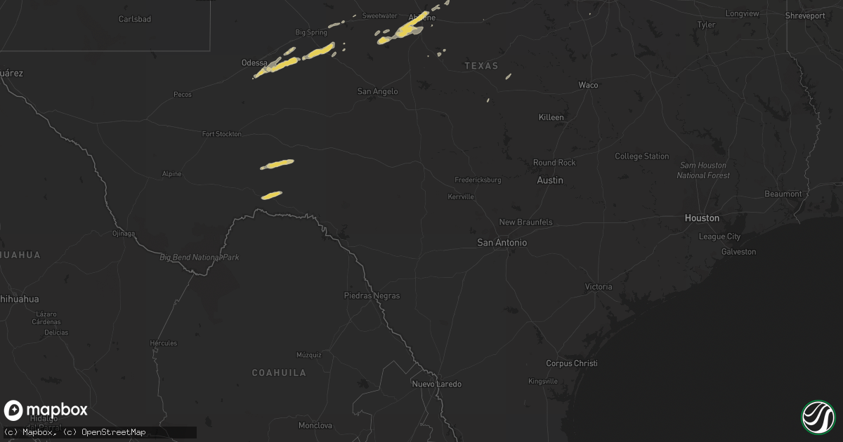 Hail map on October 22, 2015