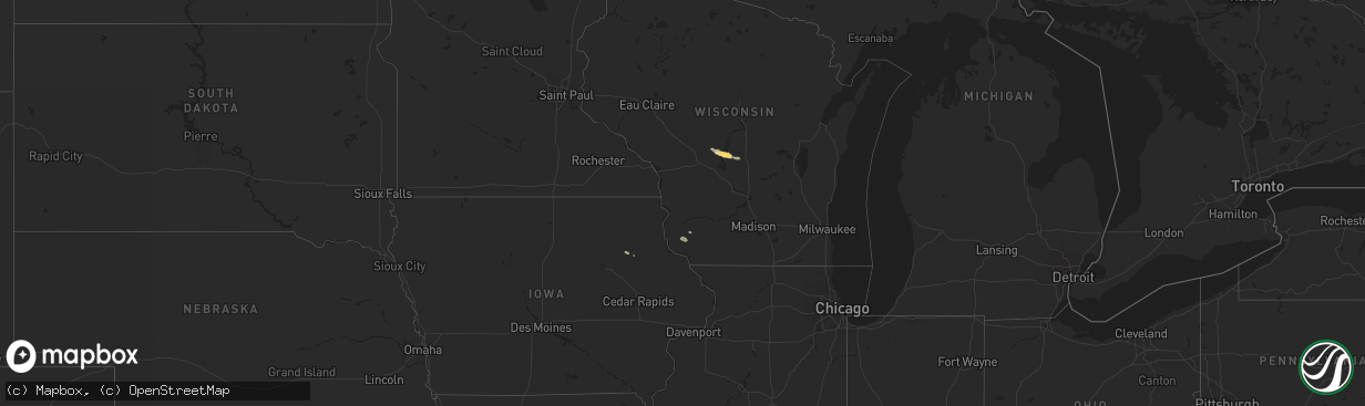 Hail map in Wisconsin on October 23, 2011
