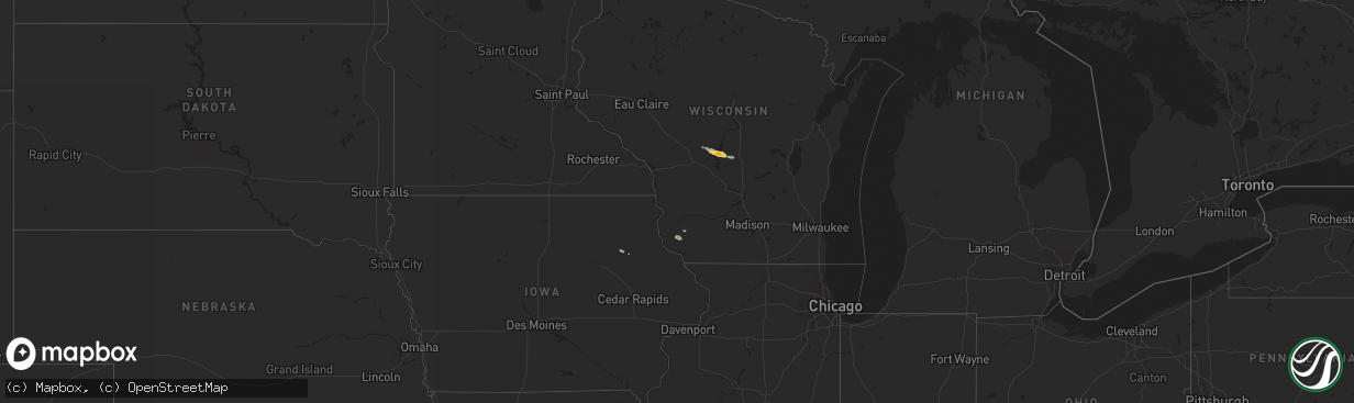 Hail map on October 23, 2011