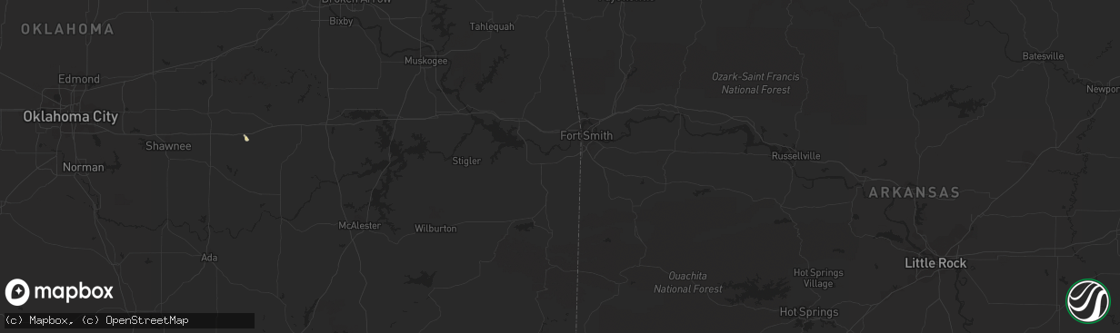 Hail map in Harrison, AR on October 23, 2016