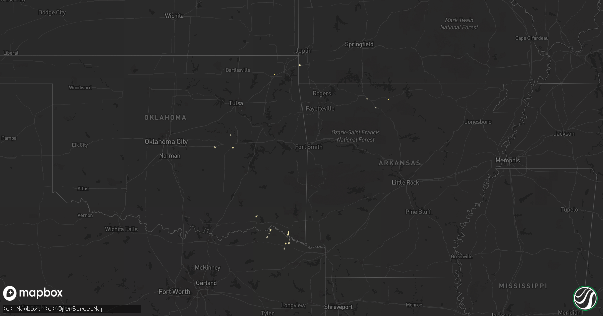 Hail map in Oklahoma on October 23, 2016