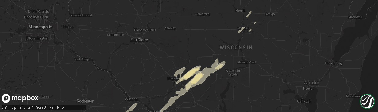Hail map in Harmony, MN on October 24, 2012