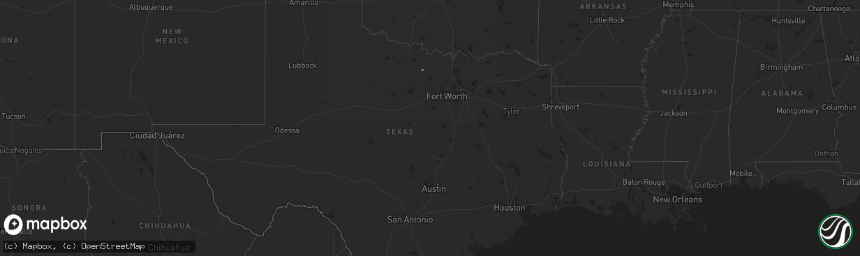 Hail map in Texas on October 24, 2019