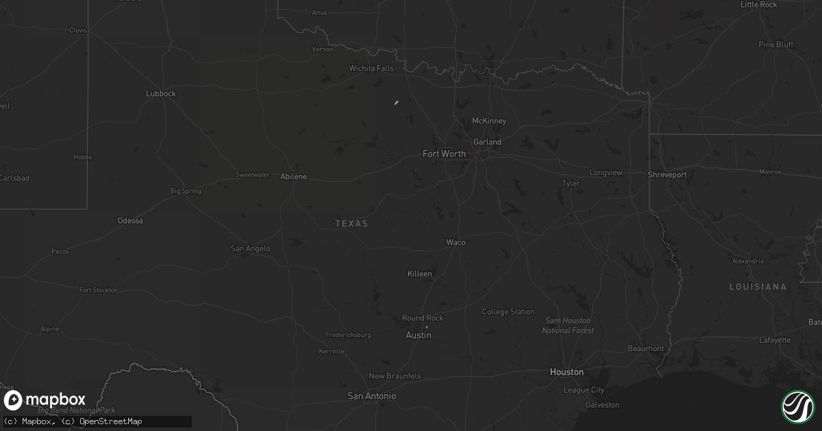 Hail map in Texas on October 24, 2019
