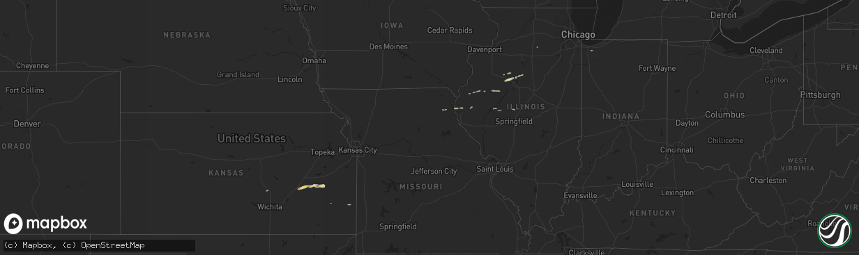 Hail map in Illinois on October 25, 2011