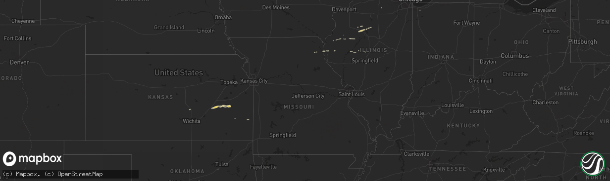 Hail map on October 25, 2011