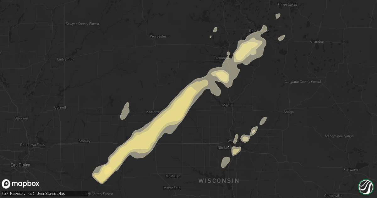 Hail map in Rothschild, WI on October 25, 2012