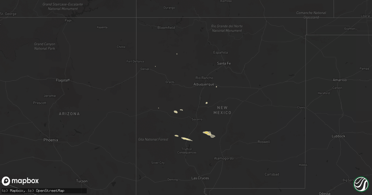 Hail map in New Mexico on October 25, 2013