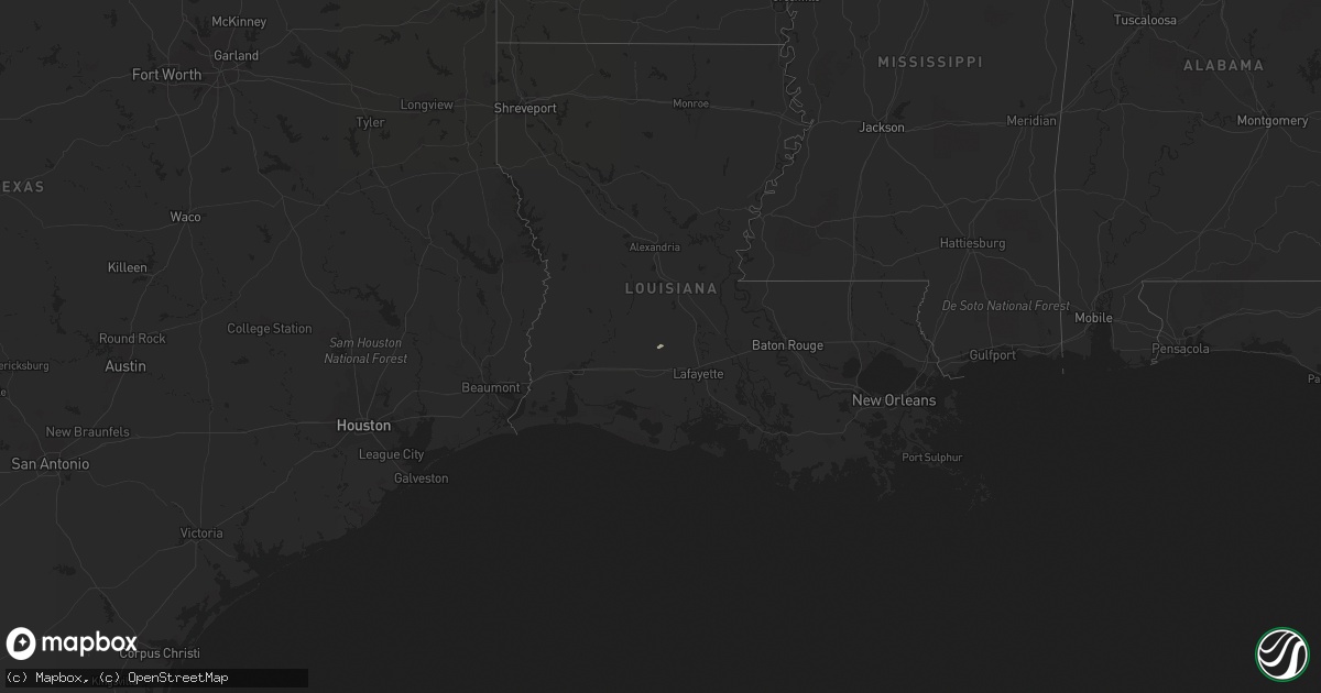 Hail map in Louisiana on October 27, 2017