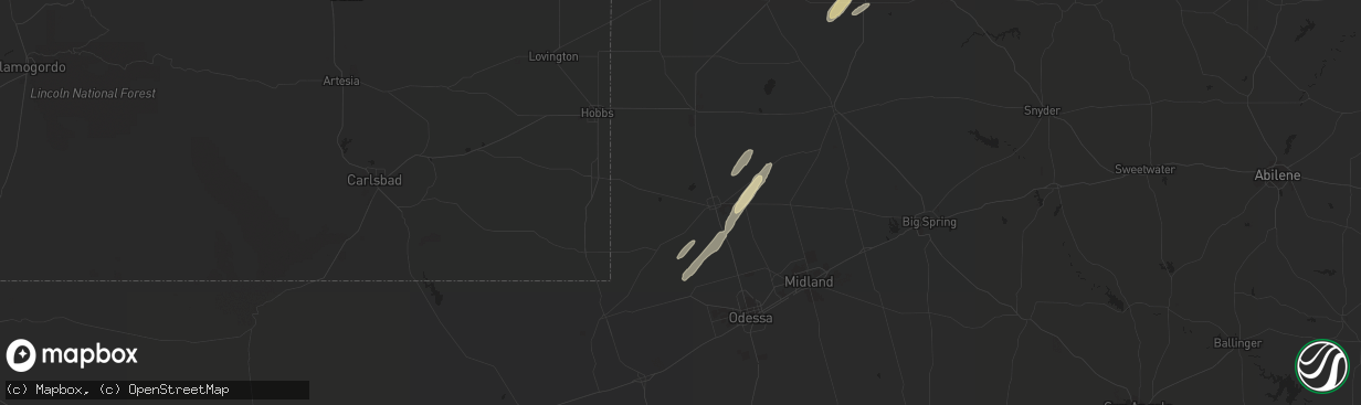 Hail map in Andrews, TX on October 28, 2023
