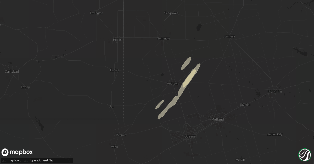 Hail map in Andrews, TX on October 28, 2023