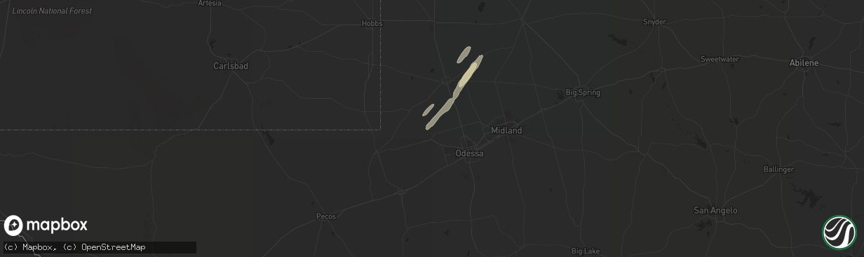 Hail map in Goldsmith, TX on October 28, 2023