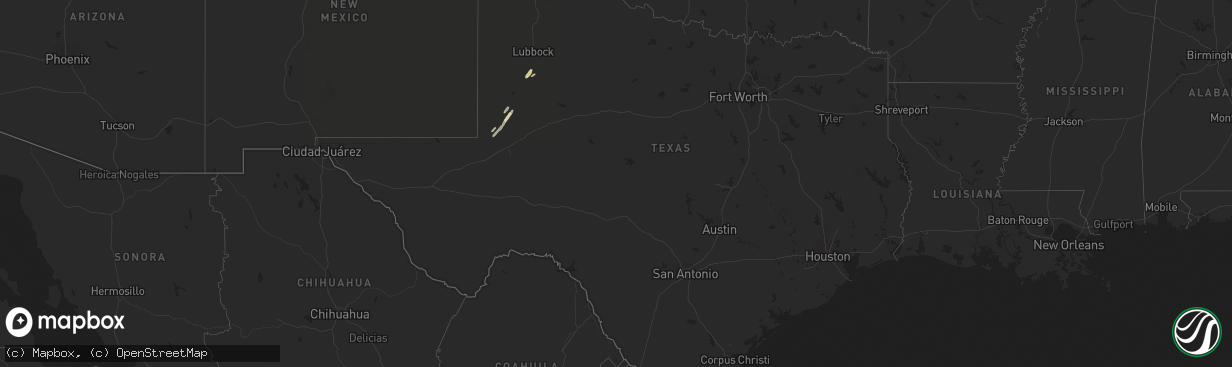 Hail map in Texas on October 28, 2023