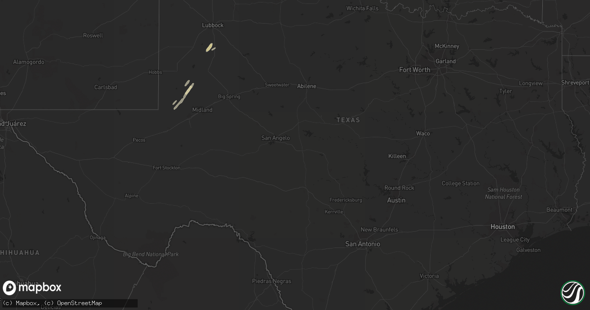 Hail map in Texas on October 28, 2023