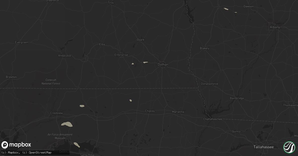 Hail map in Defuniak Springs, FL on October 29, 2014