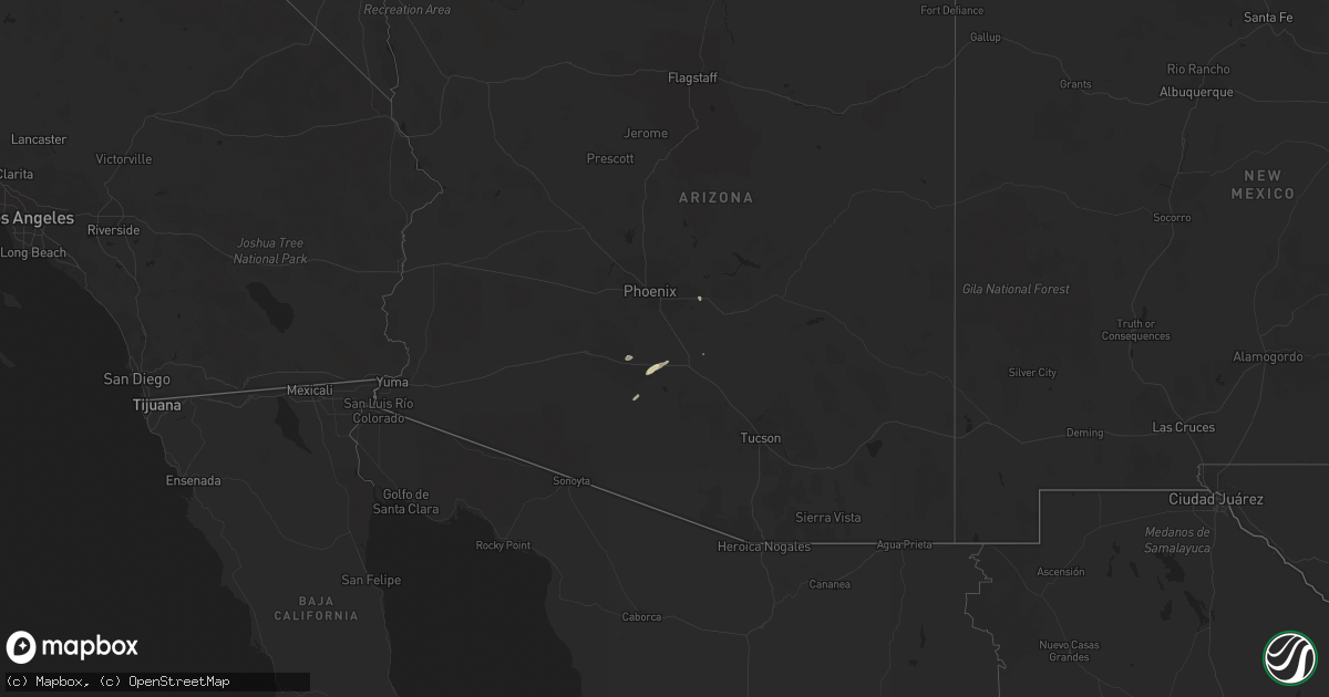 Hail map in Arizona on October 29, 2015