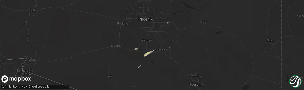 Hail map in Stanfield, AZ on October 29, 2015