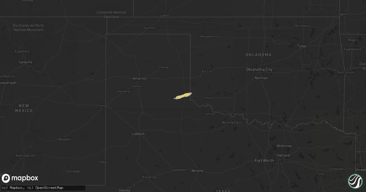 Hail map in Oklahoma on November 5, 2013