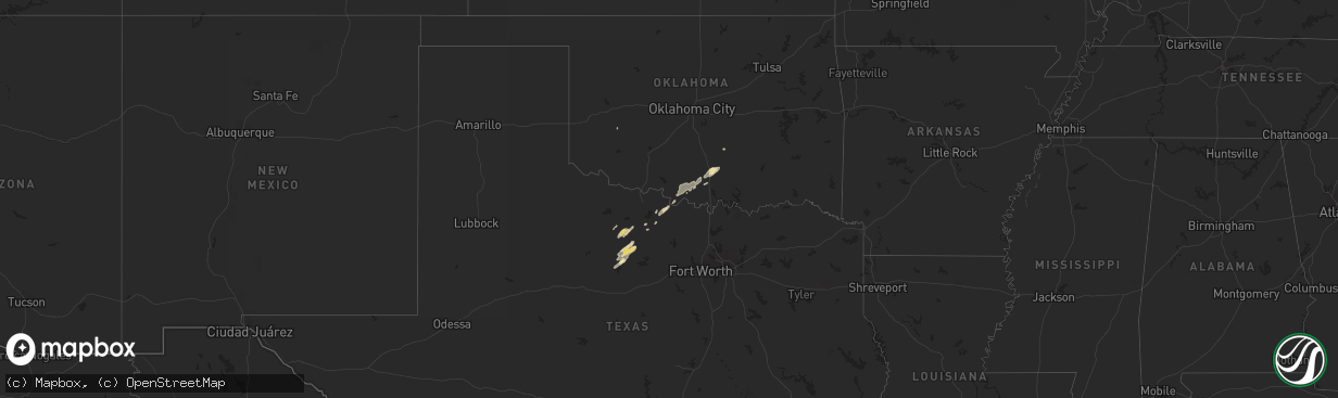 Hail map in Texas on November 6, 2011
