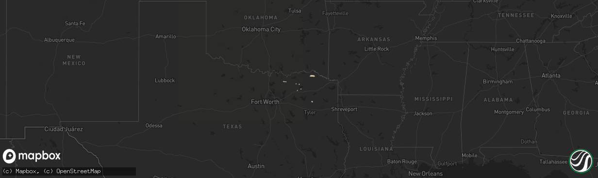 Hail map in Texas on November 6, 2018