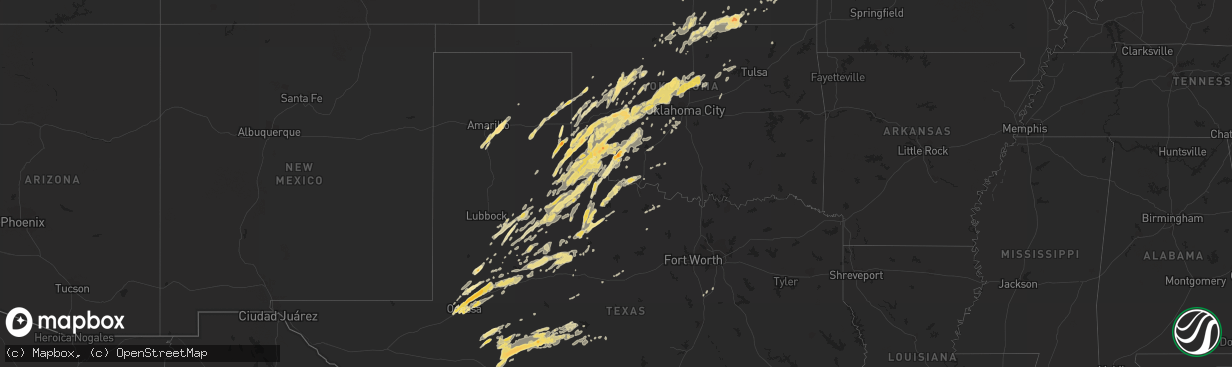Hail map in Oklahoma on November 7, 2011