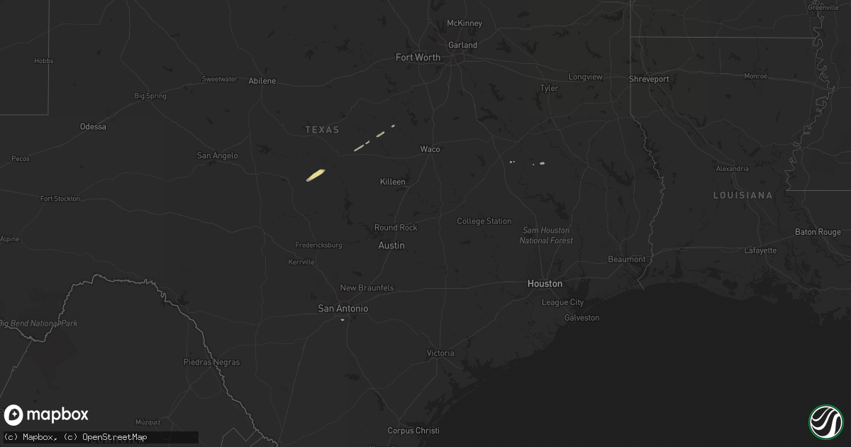 Hail map in Texas on November 8, 2018