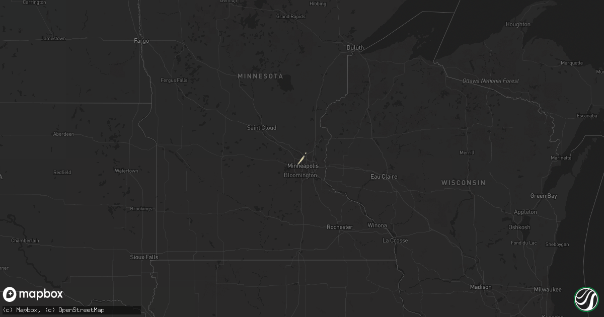 Hail map in Minnesota on November 9, 2012
