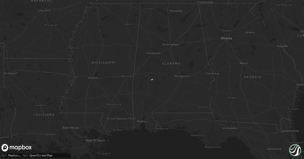 Hail map in Alabama on November 11, 2021