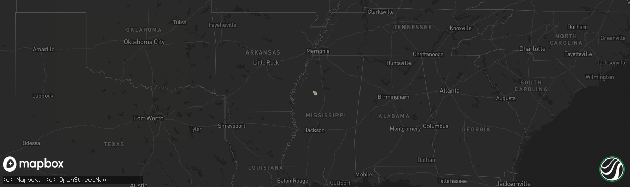 Hail map in Mississippi on November 14, 2016