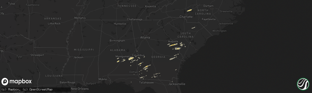 Hail map in Alabama on November 16, 2011
