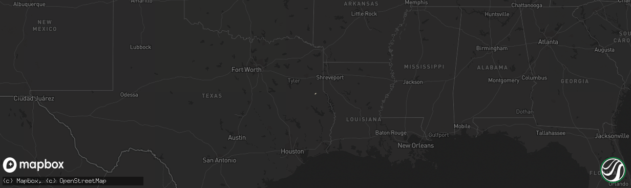 Hail map in Texas on November 18, 2018