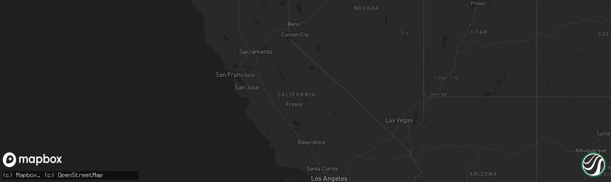 Hail map in California on November 18, 2023